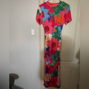 Shein Floral Fitted Maxi Dress/ Open Back/ Resort Style